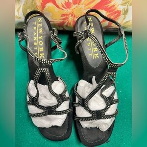 New York Transit Black rhinestones Heels